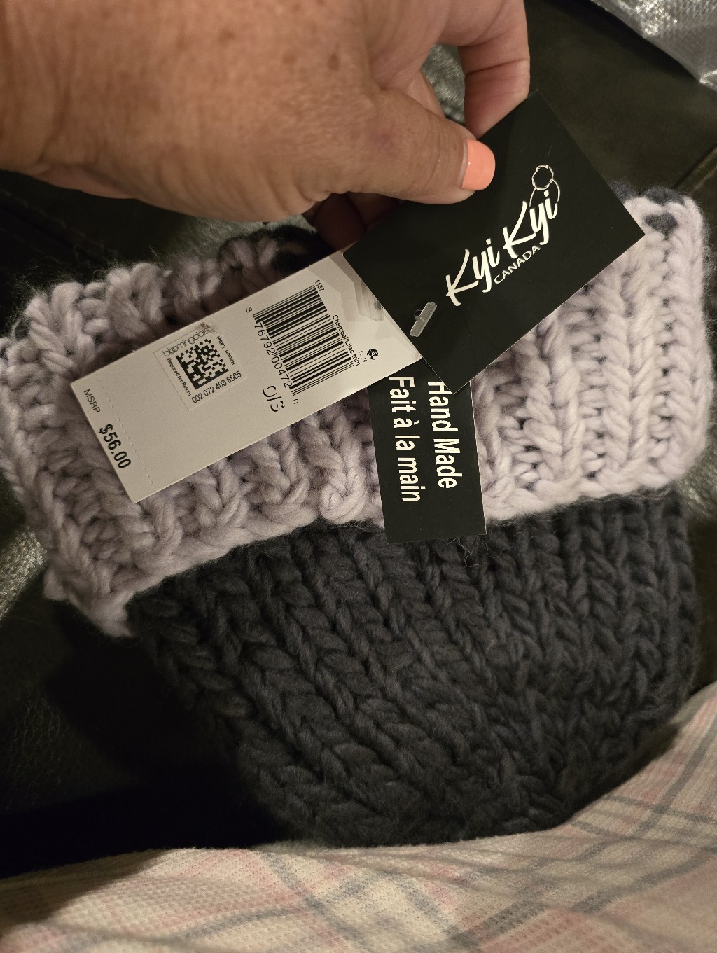 Chunky Knit Two-Tone Beanie - Gray And Light Pink — image 3 of 4